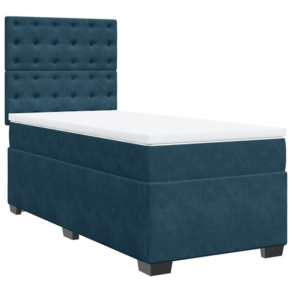 vidaXL Cama box spring con colch&oacute;n terciopelo azul 90x200 cm
