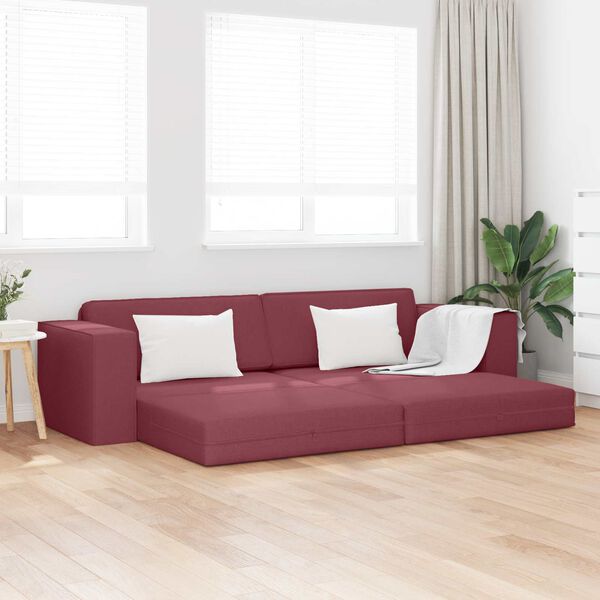 vidaXL Sof&aacute; cama 200cm Rojo vino tela
