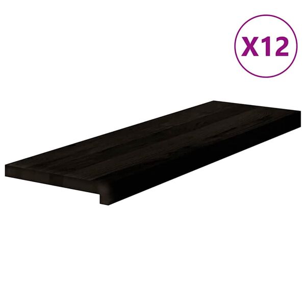 vidaXL Pelda&ntilde;os de escalera 12 uds madera maciza roble marr&oacute;n oscuro