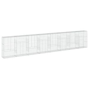 vidaXL Cesta de gaviones con cubierta hierro galvanizado 800x50x150 cm