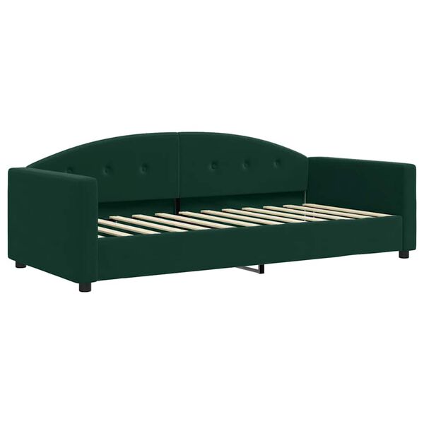 vidaXL Sof&aacute; cama nido con colch&oacute;n terciopelo verde oscuro 90x200 cm