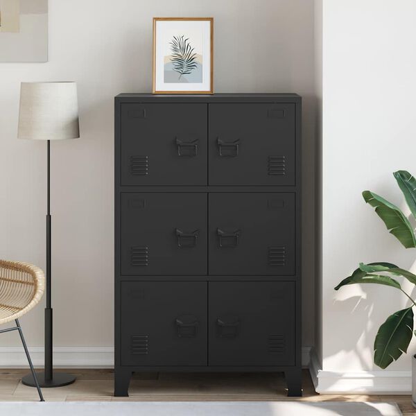 vidaXL Baúl de almacenaje industrial acero negro 75x40x120 cm