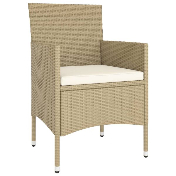 vidaXL Set comedor jardín 5 pzas ratán sintético vidrio templado beige
