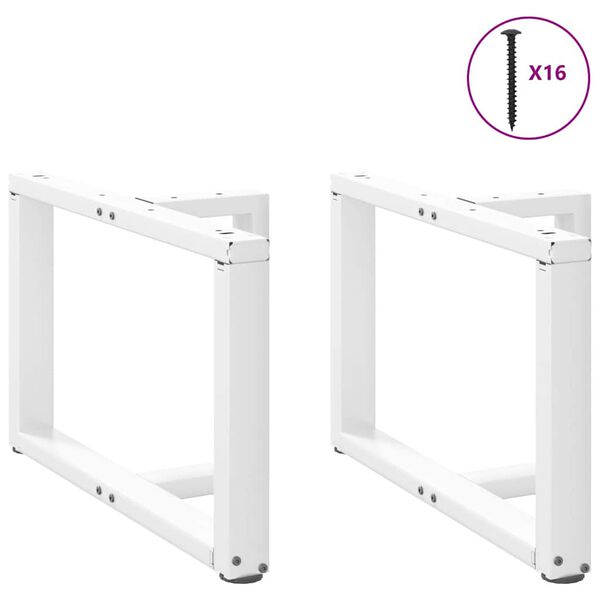 vidaXL Patas para mesa de centro en forma de T (2 unidades), color blanco, 60 x 25 x (42-43) cm, acero