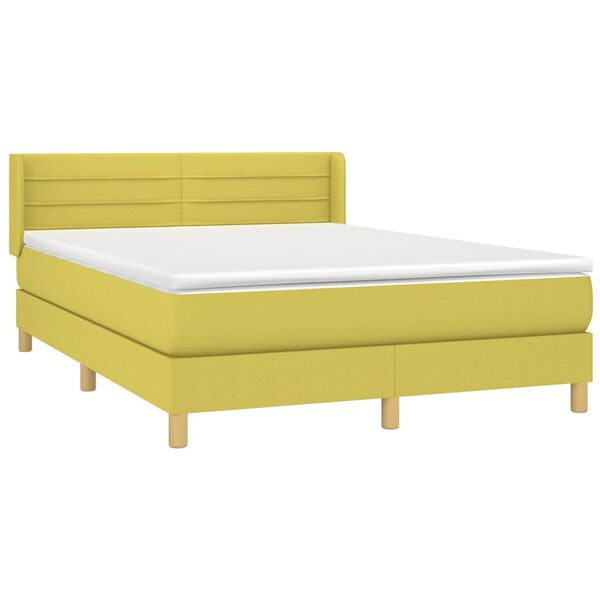 vidaXL Cama box spring con colch&oacute;n tela verde 140x190 cm