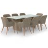 vidaXL Juego de comedor para jard&iacute;n 9 piezas rat&aacute;n sint&eacute;tico marr&oacute;n