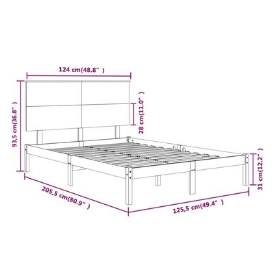 vidaXL Estructura de cama madera maciza de pino gris 120x200 cm