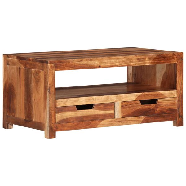 vidaXL Mesa de centro de madera maciza de acacia 84x49x40 cm