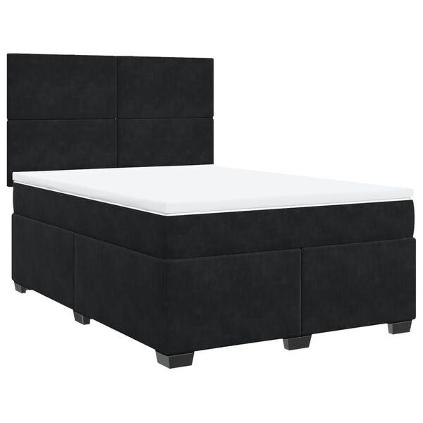 vidaXL Cama box spring con colch&oacute;n terciopelo negro 160x200 cm
