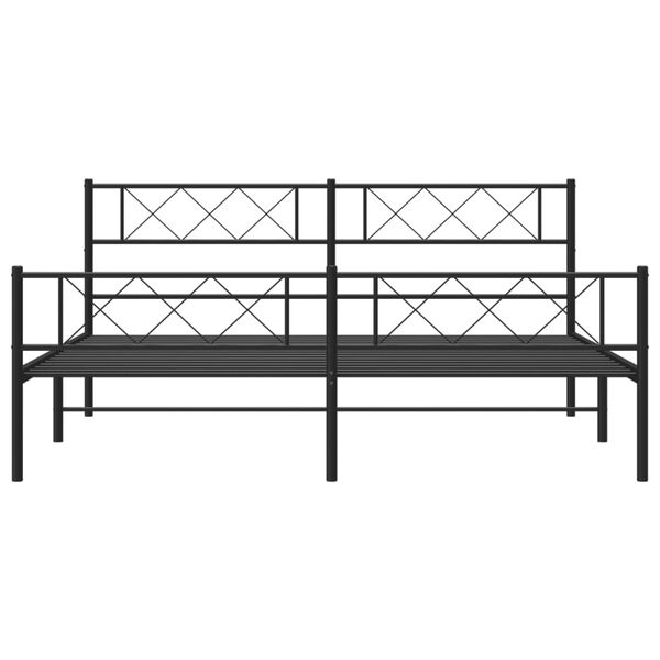 vidaXL Estructura cama sin colch&oacute;n con estribo metal negro 180x200 cm