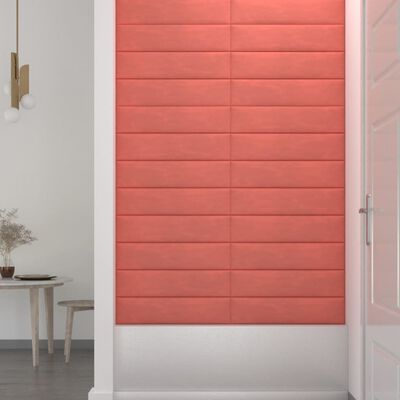 vidaXL Paneles de pared 12 uds terciopelo rosa 60x15 cm 1,08 m²