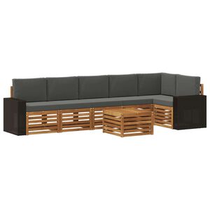 vidaXL Conjunto de sof&aacute;s de exterior 7 uds. Natural y Antracita