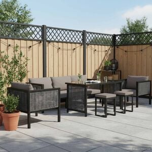 vidaXL Muebles jard&iacute;n 8 pzas y cojines rat&aacute;n sint&eacute;tico gris antracita