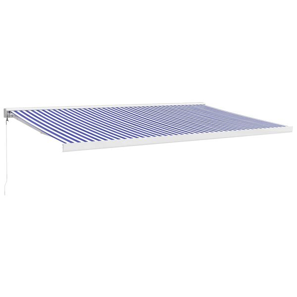 vidaXL Toldo retr&aacute;ctil aluminio y tela azul y blanco 5x3 m