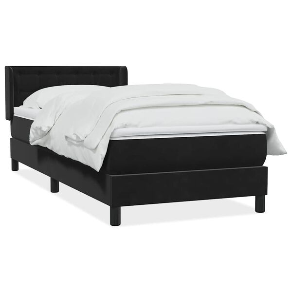 vidaXL Cama box spring con colch&oacute;n terciopelo negro 90x220 cm