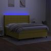 vidaXL Cama box spring colch&oacute;n y luces LED tela verde 160x200 cm