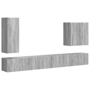 vidaXL Conjunto de mueble para TV de pared 6 pcs Gris Sonoma