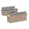 vidaXL Conjunto de sof&aacute;s de jard&iacute;n 7 uds. Beige y gris rat&aacute;n sint&eacute;tico