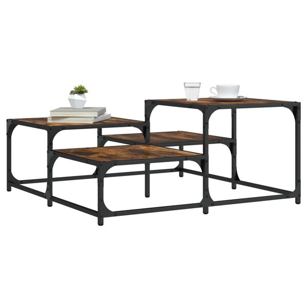 vidaXL Mesa de centro madera ingenier&iacute;a roble ahumado 87,5x87,5x40 cm