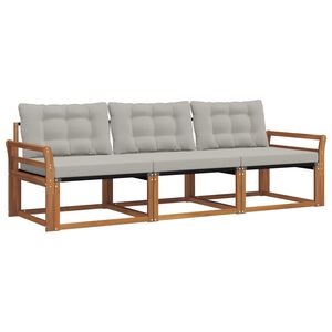 vidaXL Conjunto de sof&aacute;s de exterior 3 uds. Gris Natural y Claro