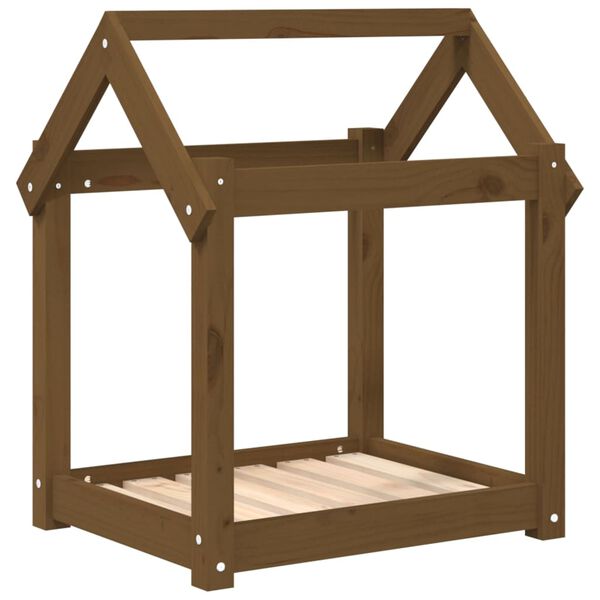 vidaXL Cama para perros madera maciza pino marrón miel 61x50x70 cm