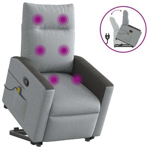vidaXL Sill&oacute;n de masaje reclinable de pie de tela gris claro