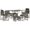 vidaXL Set comedor jard&iacute;n 7 pzas y cojines rat&aacute;n sint&eacute;tico gris