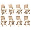 vidaXL Sillas plegables con cojines, 8 unidades, madera maciza de acacia.
