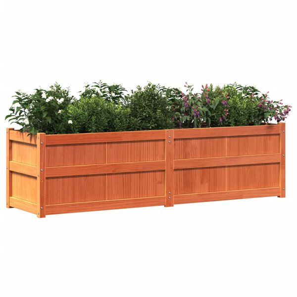 vidaXL Jardinera exterior madera maciza pino marrón cera 180x50x50cm