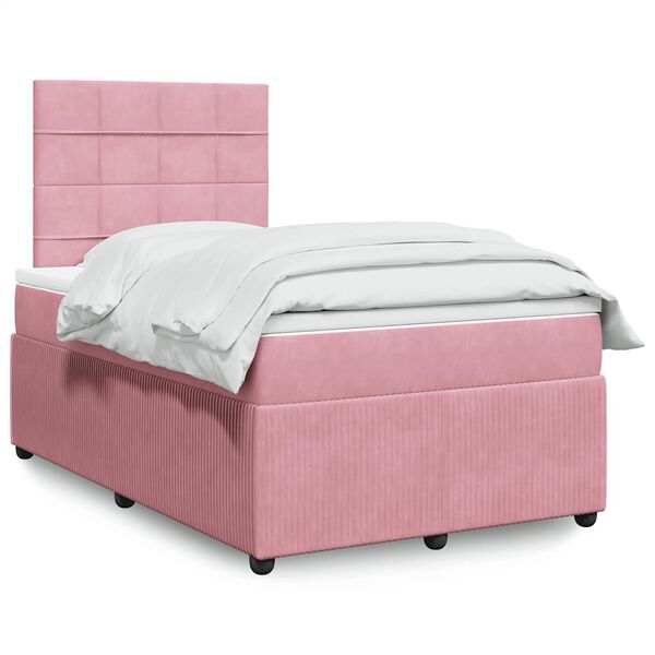 vidaXL Cama box spring con colch&oacute;n terciopelo rosa 120x190 cm