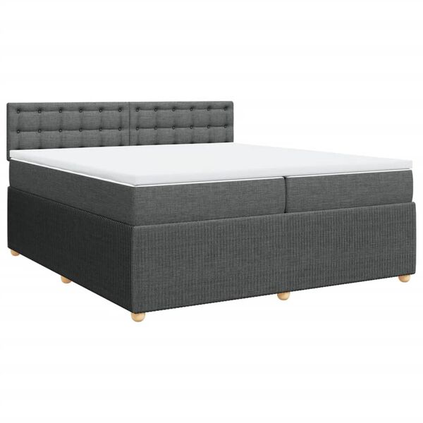 vidaXL Cama box spring con colch&oacute;n tela gris oscuro 200x200 cm
