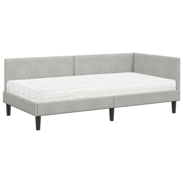 vidaXL Estructura de Cama Esquina con Colch&oacute;n Otro 2 pcs Gris claro