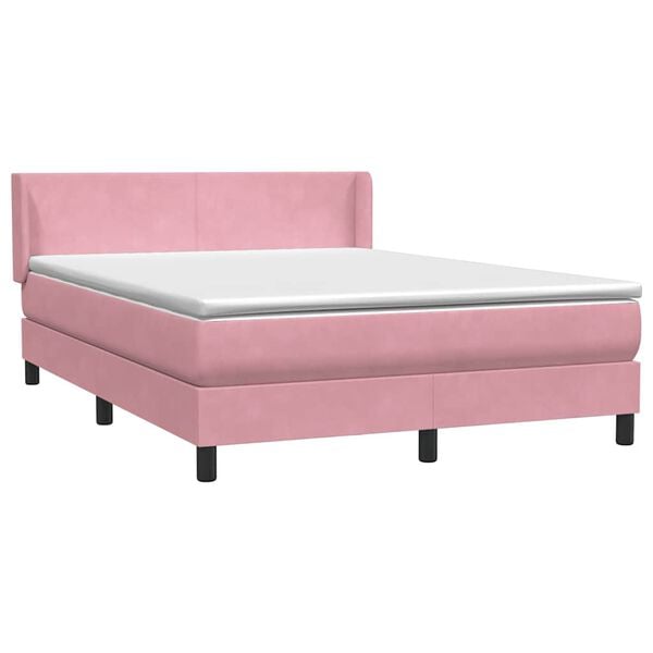 vidaXL Cama box spring con colch&oacute;n terciopelo rosa 160x220 cm