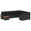 vidaXL Set de sof&aacute;s de jard&iacute;n 10 pzas cojines rat&aacute;n sint&eacute;tico negro