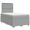vidaXL Cama de muelles con LED y colch&oacute;n Gris Claro 120 x 190 cm Tela