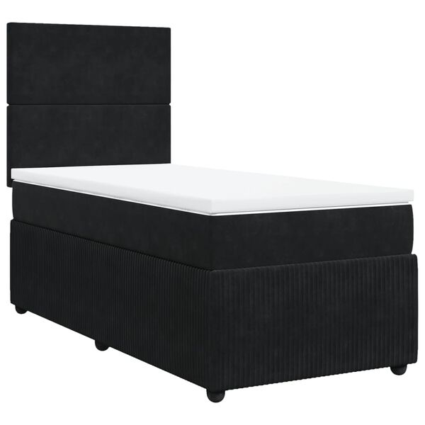 vidaXL Cama box spring con colch&oacute;n terciopelo negro 100x200 cm