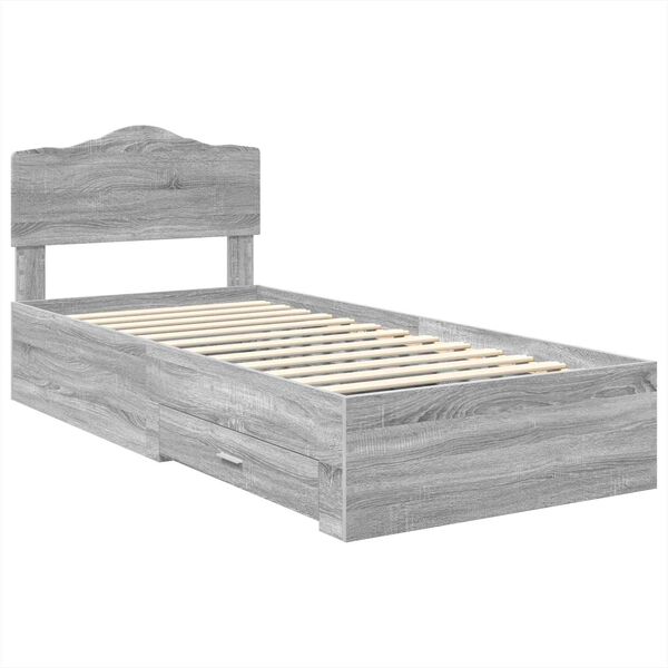 vidaXL Estructura de cama Gris Sonoma 90 x 200 cm Madera de ingenier&iacute;a