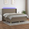 vidaXL Cama box spring colch&oacute;n y luces LED tela gris taupe 160x200 cm