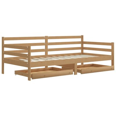 vidaXL Sofá cama con cajones madera pino maciza miel 90x200 cm
