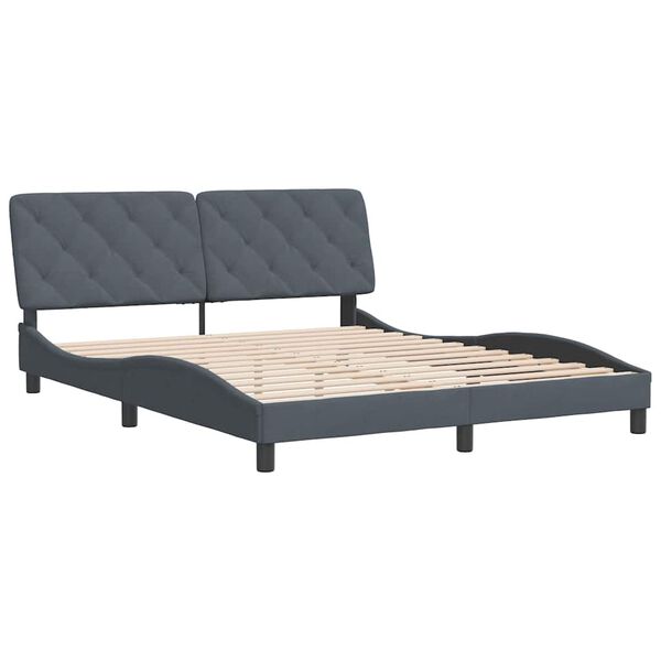 vidaXL Estructura de cama sin colch&oacute;n terciopelo gris oscuro 160x200cm