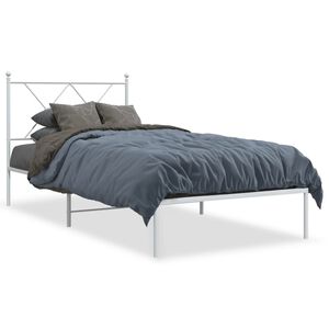 vidaXL Estructura cama sin colch&oacute;n con cabecero metal blanco 90x200 cm