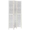 vidaXL Biombo separador de 3 paneles madera maciza Paulownia blanco