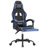 vidaXL Silla gaming giratoria y reposapiés cuero sintético negro azul