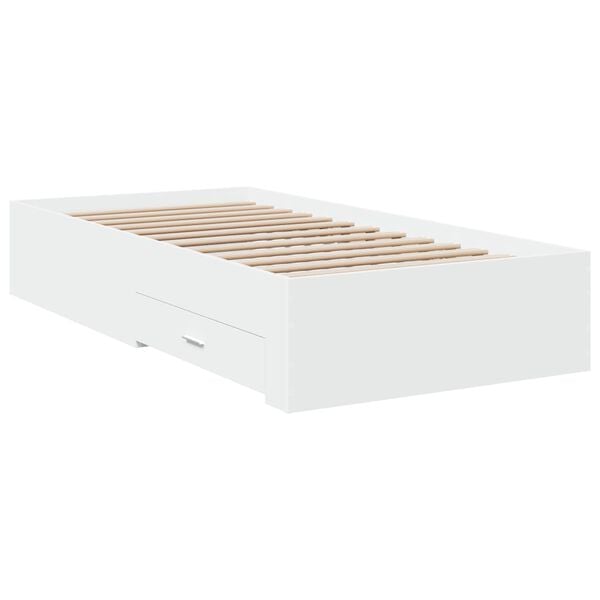 vidaXL Cama con cajones madera de ingeniería blanca 90x190 cm