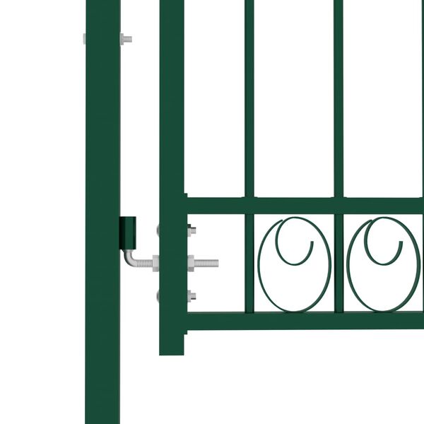 vidaXL Puerta de jardín con arco superior acero verde 100x150 cm