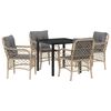 vidaXL Conjunto de Comedor de Jard&iacute;n 5 uds. Beige rat&aacute;n sint&eacute;tico