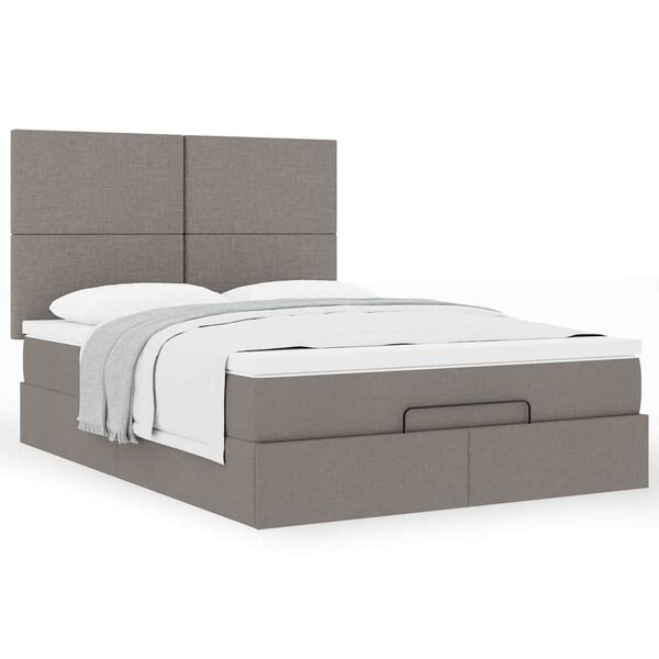 vidaXL Estructura de cama otomana colch&oacute;n tela gris pardo 140x190cm