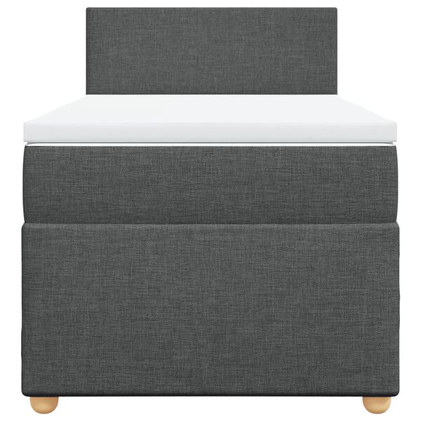 vidaXL Cama box spring con colch&oacute;n tela gris oscuro 90x200 cm