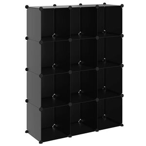 vidaXL Estanter&iacute;a de cubos con 12 compartimentos negro PP