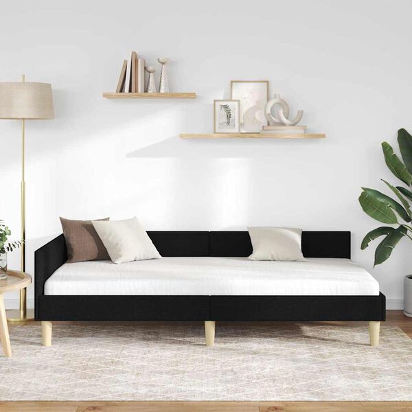 vidaXL Estructura de cama en esquina Negro 90 x 190 cm tela